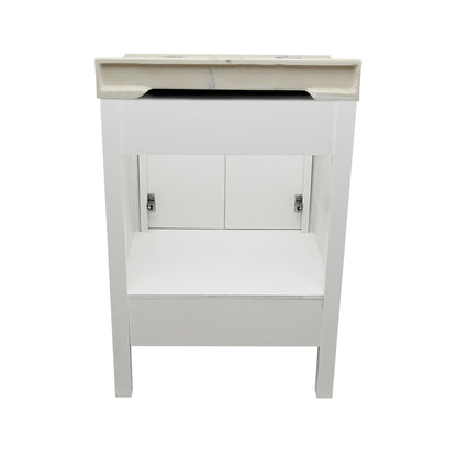 Ella’s Bubbles Nevado 25" White Bathroom Vanity With Carrara White Cultured Marble Top With Backsplash and Sink