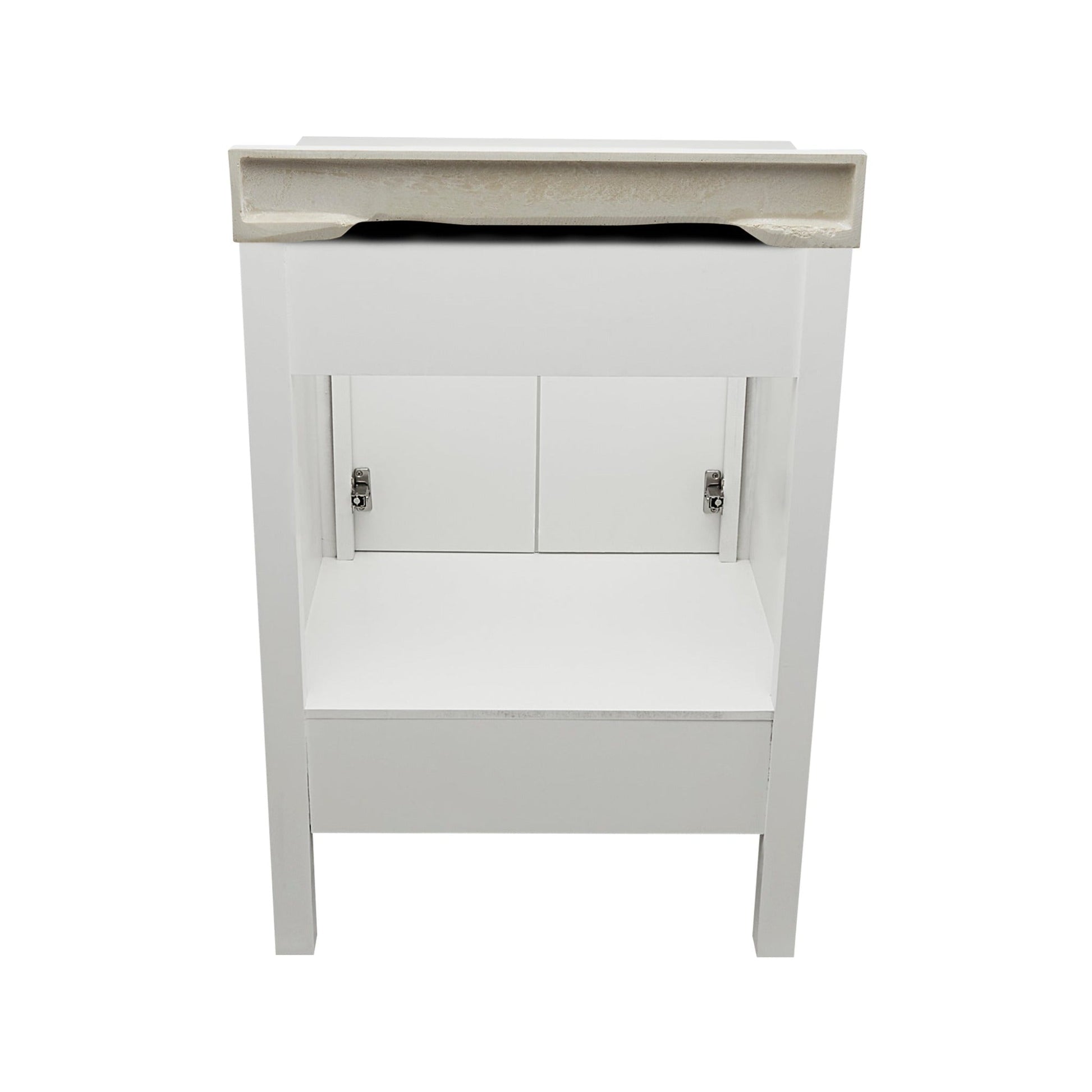 Ella’s Bubbles Nevado 25" White Bathroom Vanity With White Cultured Marble Top With White Backsplash and Sink