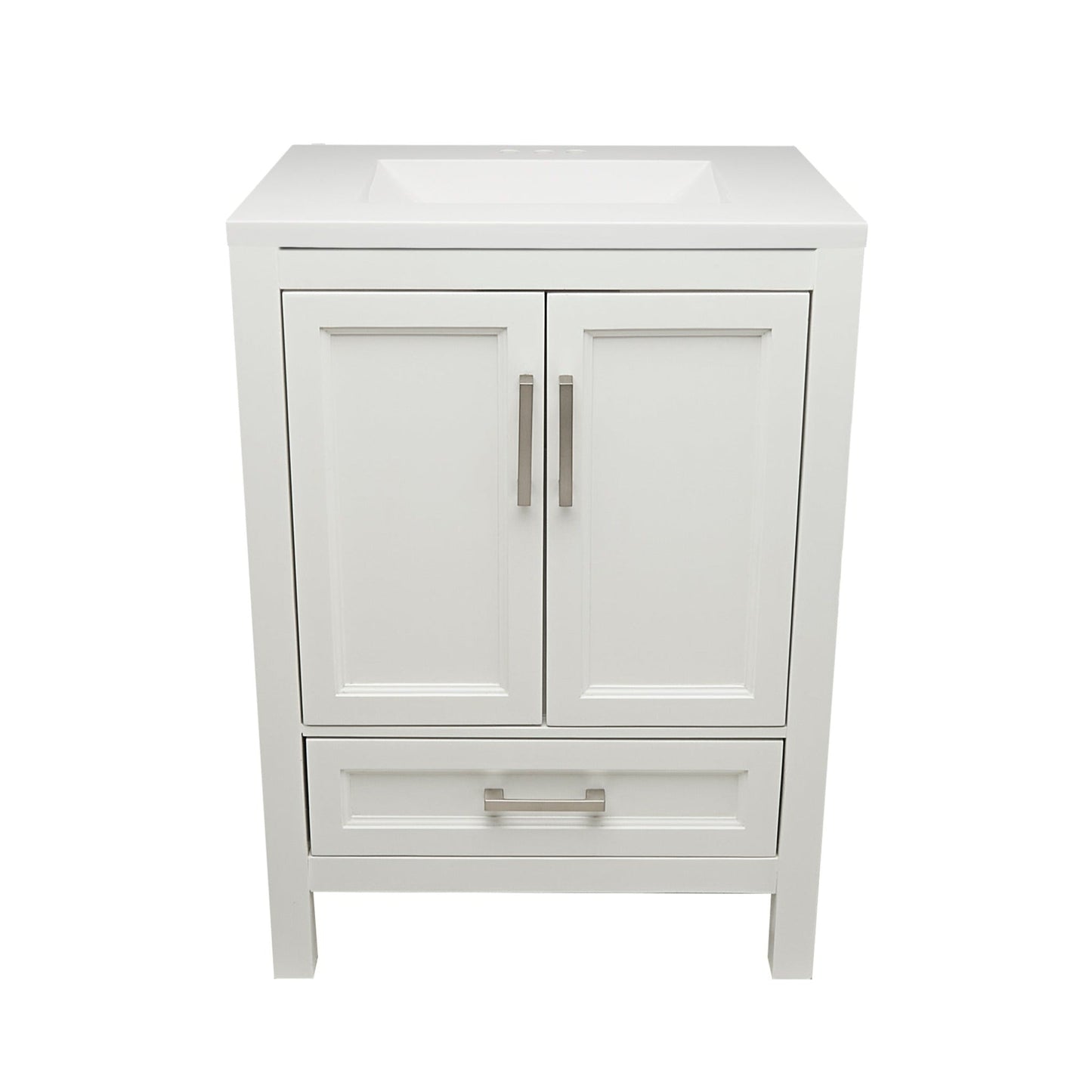 Ella’s Bubbles Nevado 25" White Bathroom Vanity With White Cultured Marble Top and Sink