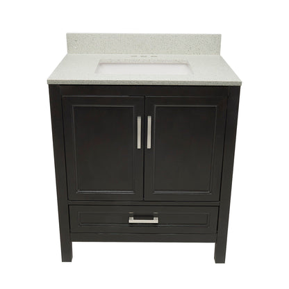 Ella’s Bubbles Nevado 31" Espresso Bathroom Vanity With Galaxy White Quartz Stone Top With Backsplash and Sink