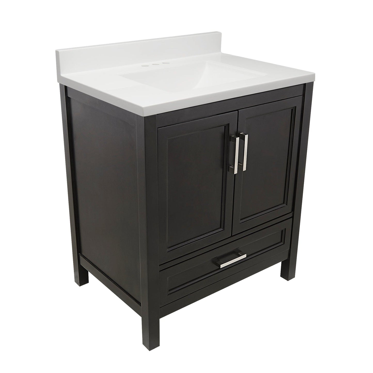 Ella’s Bubbles Nevado 31" Espresso Bathroom Vanity With White Cultured Marble Top With White Backsplash and Sink