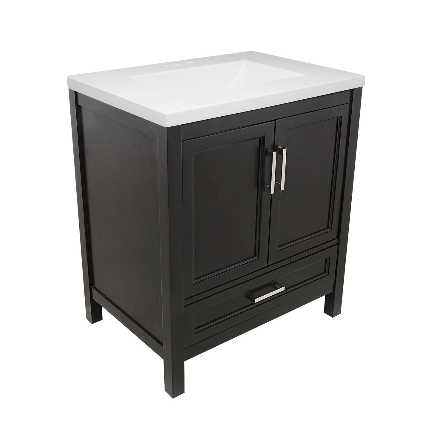 Ella’s Bubbles Nevado 31" Espresso Bathroom Vanity With White Cultured Marble Top and Sink