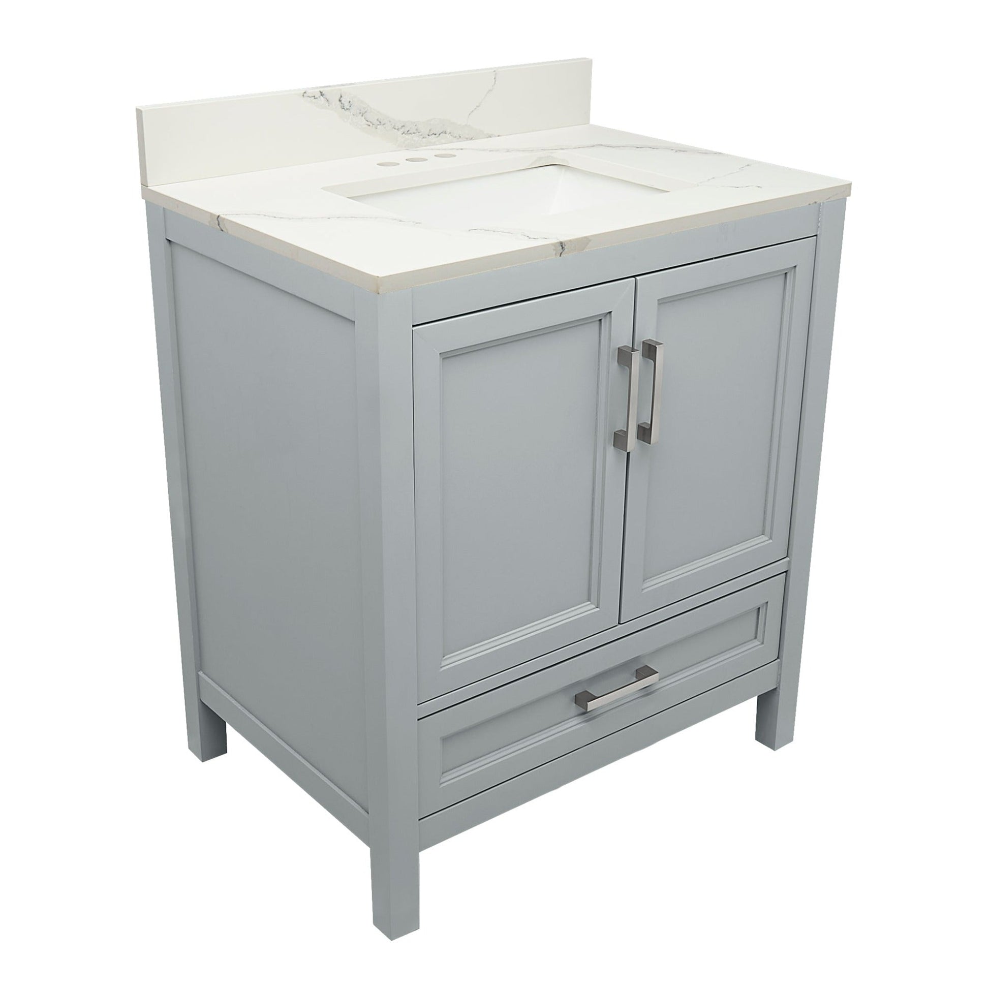 Ella’s Bubbles Nevado 31" Gray Bathroom Vanity With Calacatta White Quartz Stone Top With Backsplash and Sink