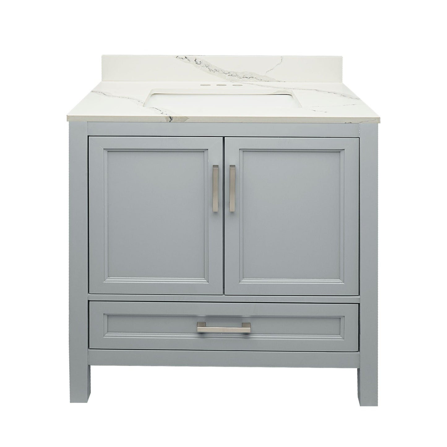 Ella’s Bubbles Nevado 31" Gray Bathroom Vanity With Calacatta White Quartz Stone Top With Backsplash and Sink