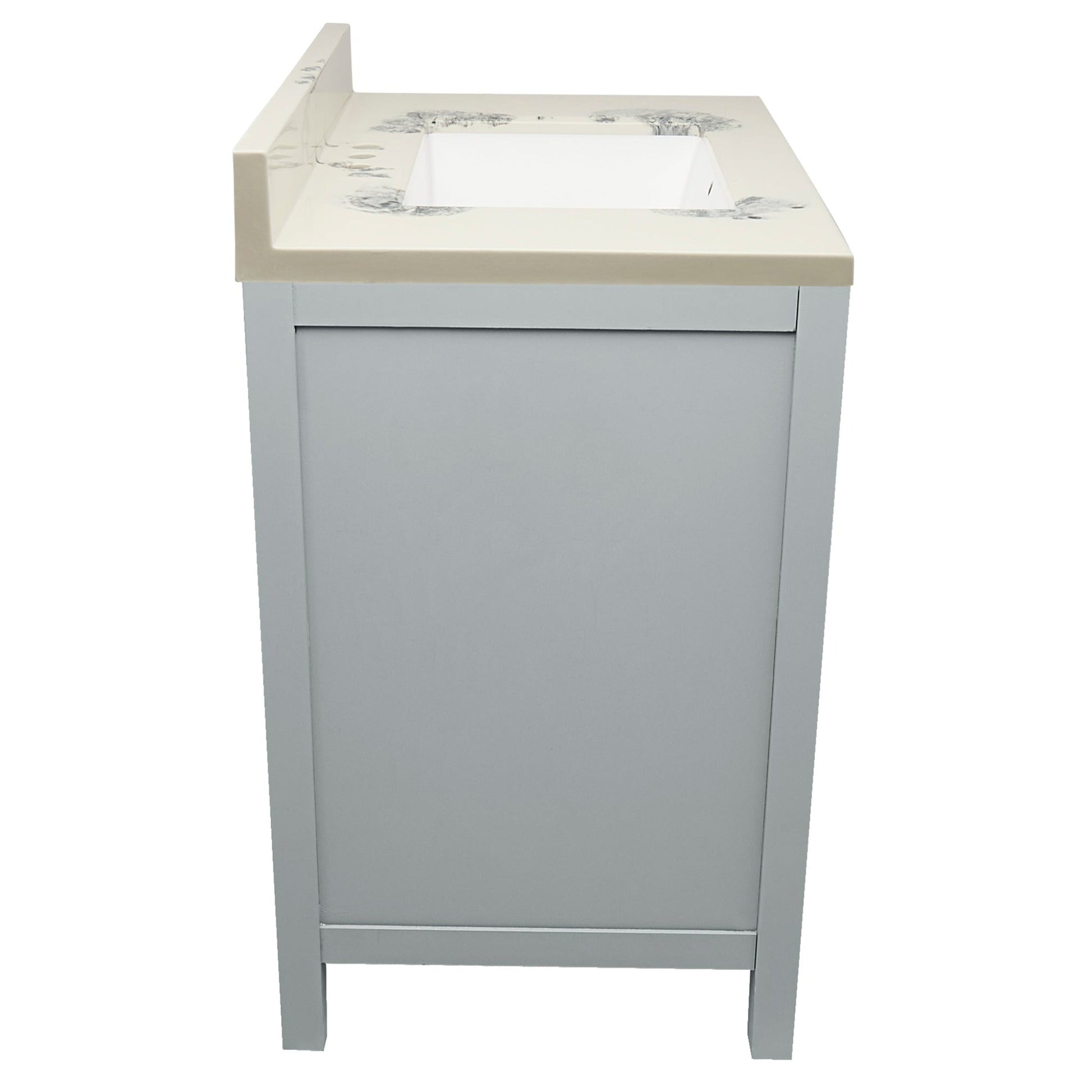 Ella’s Bubbles Nevado 31" Gray Bathroom Vanity With Carrara White Cultured Marble Top With Backsplash and Sink