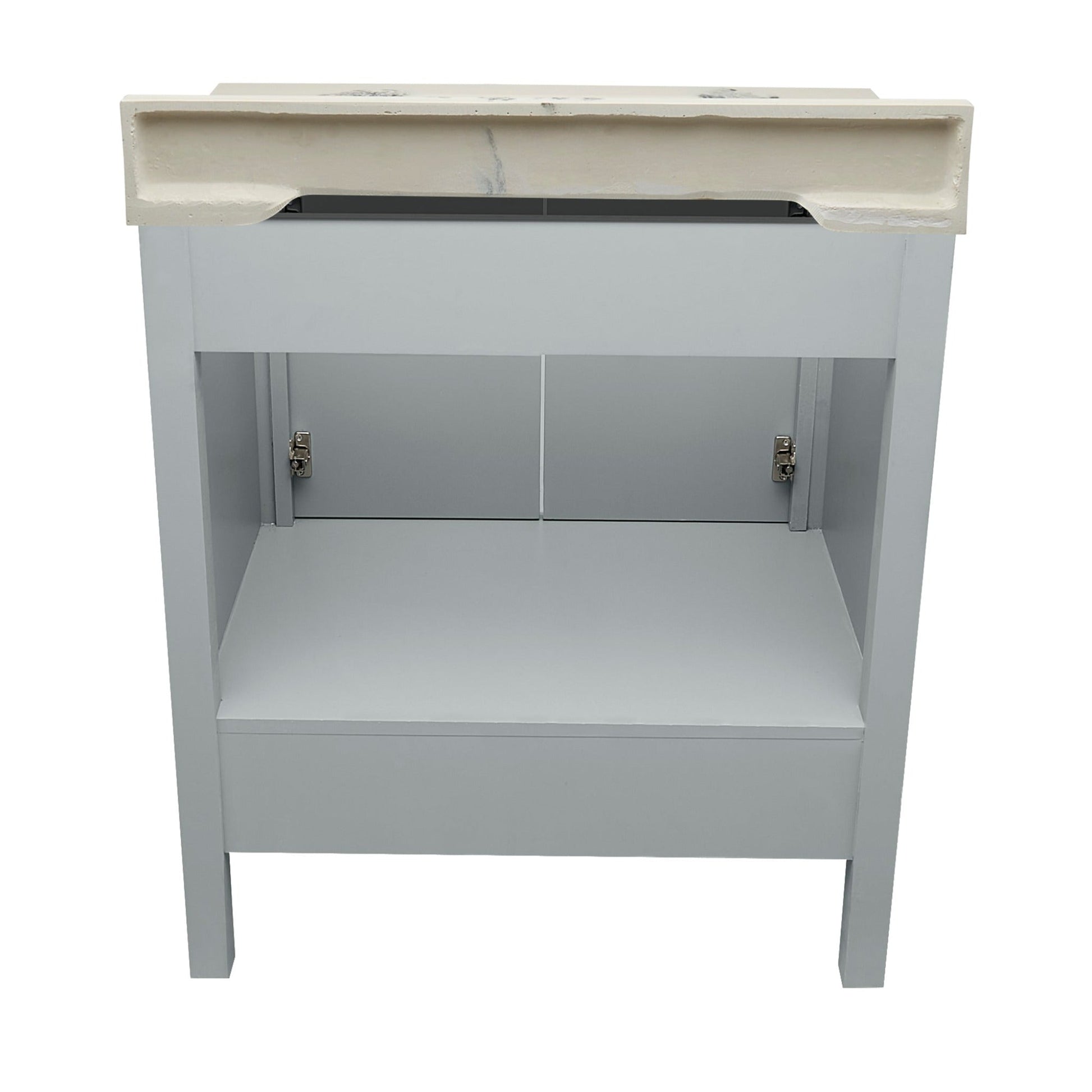 Ella’s Bubbles Nevado 31" Gray Bathroom Vanity With Carrara White Cultured Marble Top With Backsplash and Sink