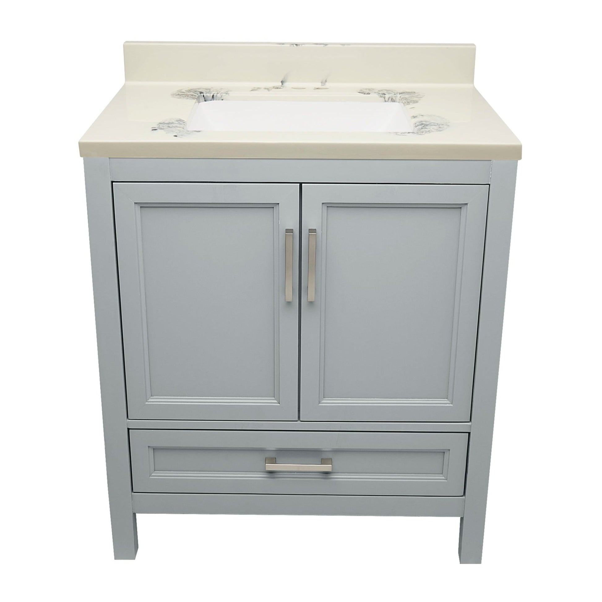 Ella’s Bubbles Nevado 31" Gray Bathroom Vanity With Carrara White Cultured Marble Top With Backsplash and Sink