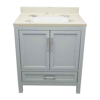 Ella’s Bubbles Nevado 31" Gray Bathroom Vanity With Carrara White Cultured Marble Top With Backsplash and Sink