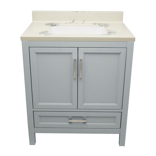 Ella’s Bubbles Nevado 31" Gray Bathroom Vanity With Carrara White Cultured Marble Top With Backsplash and Sink