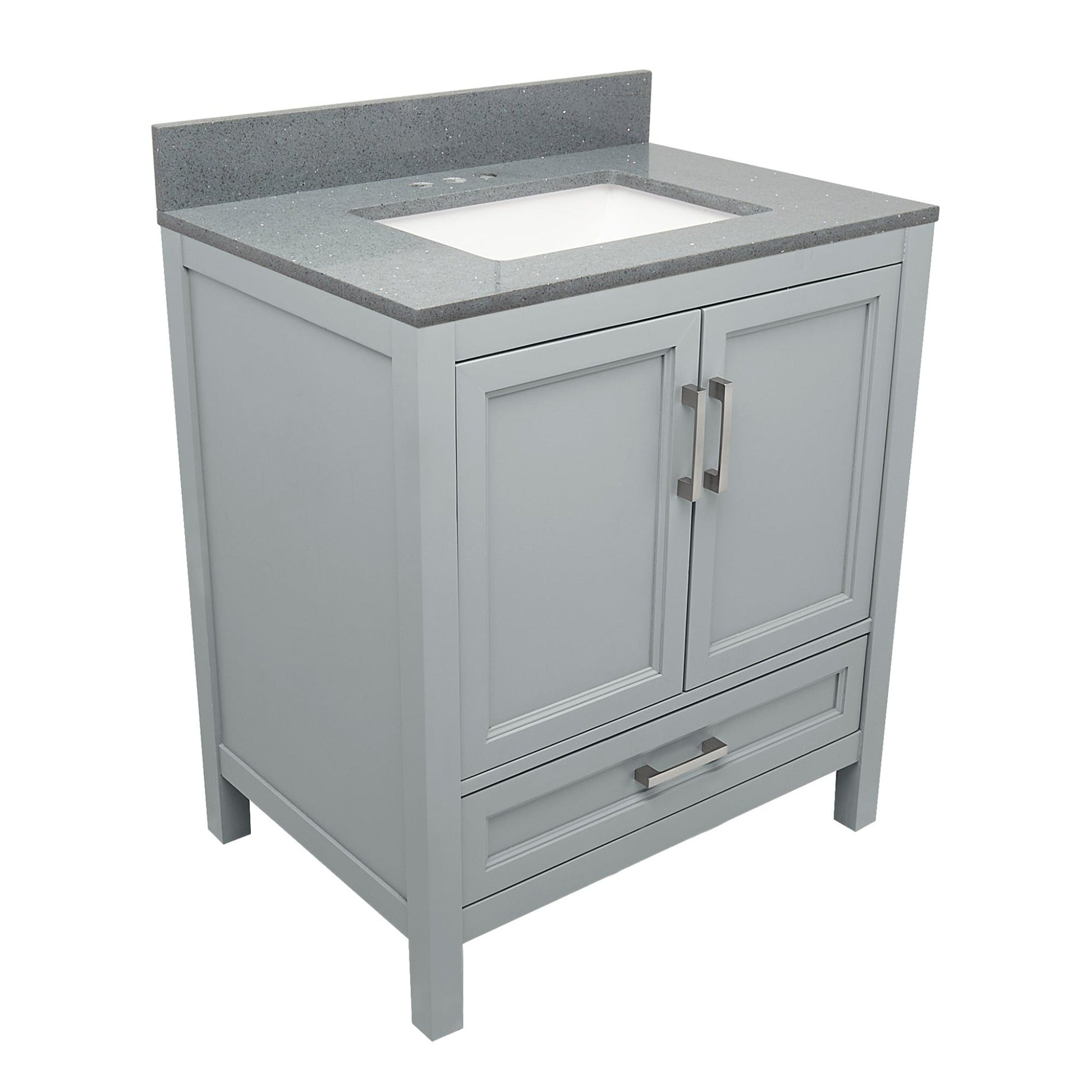 Ella’s Bubbles Nevado 31" Gray Bathroom Vanity With Galaxy Gray Quartz Stone Top With Backsplash and Sink