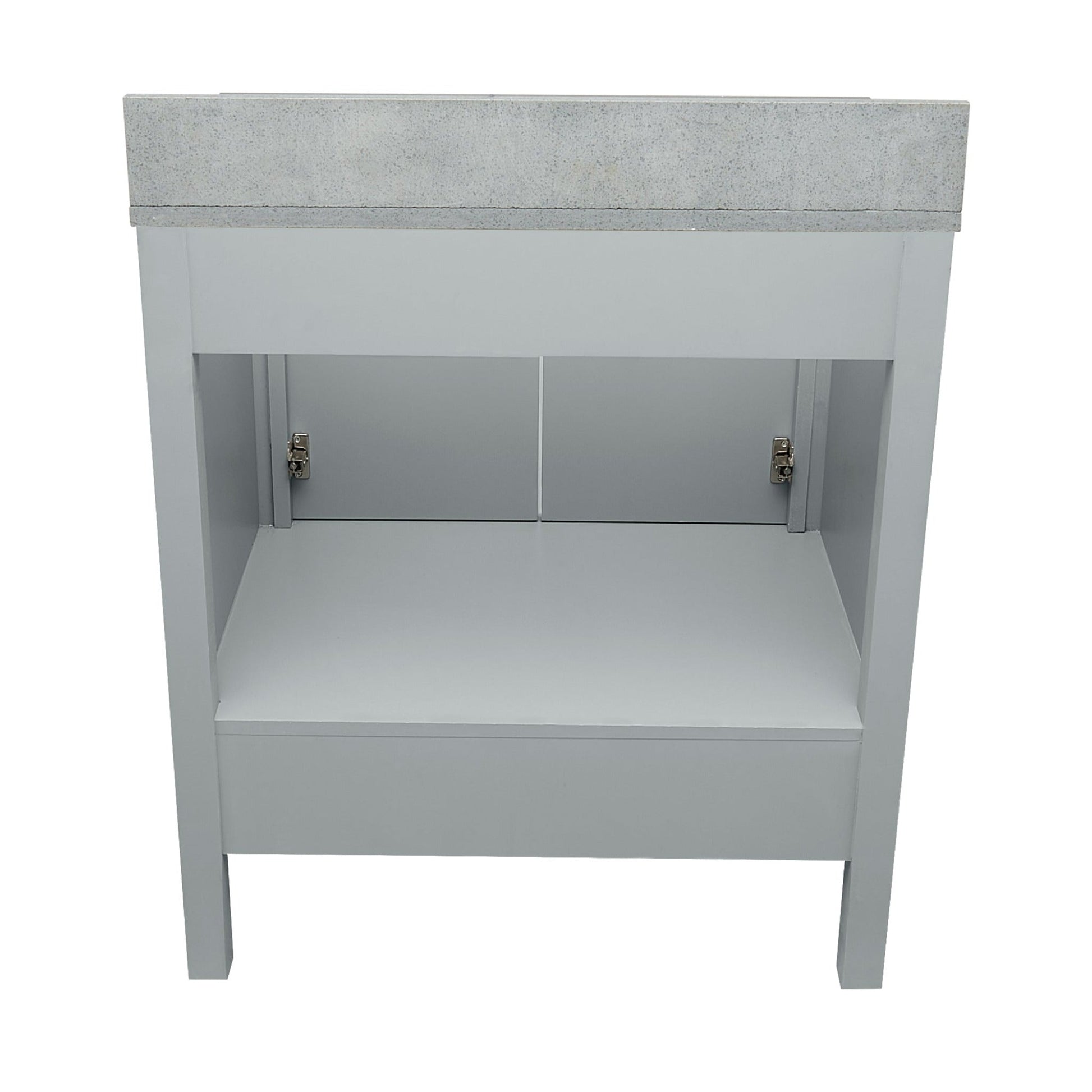 Ella’s Bubbles Nevado 31" Gray Bathroom Vanity With Galaxy Gray Quartz Stone Top With Backsplash and Sink