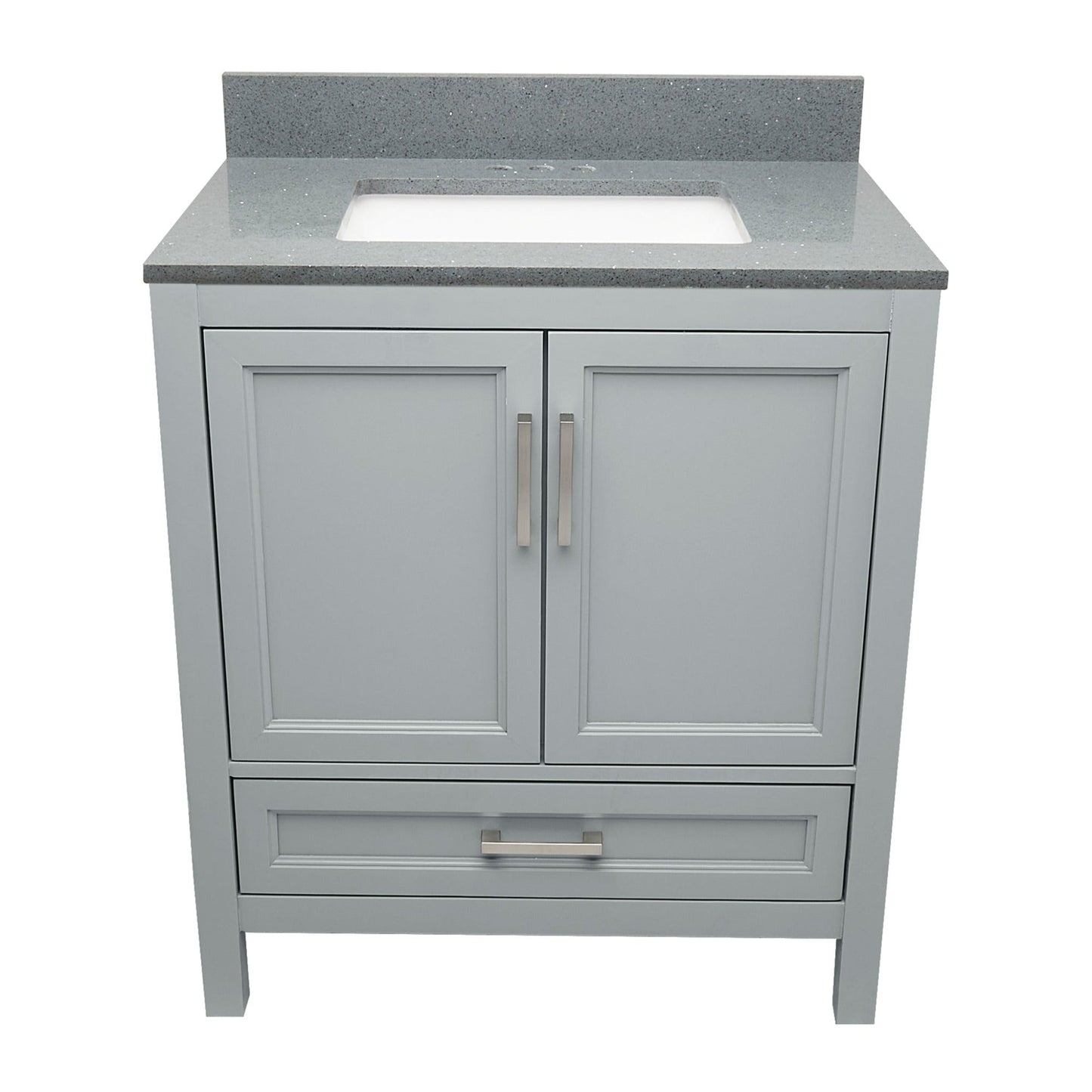 Ella’s Bubbles Nevado 31" Gray Bathroom Vanity With Galaxy Gray Quartz Stone Top With Backsplash and Sink