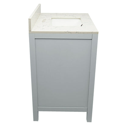 Ella’s Bubbles Nevado 31" Gray Bathroom Vanity With Lyra White Quartz Stone Top With Backsplash and Sink