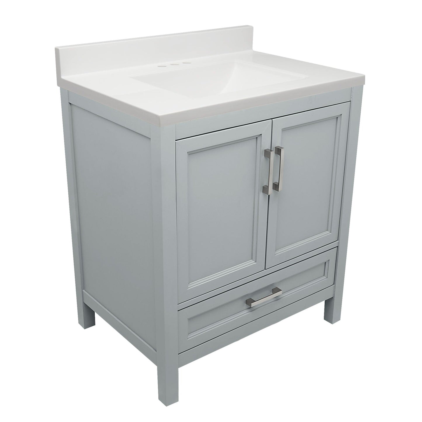 Ella’s Bubbles Nevado 31" Gray Bathroom Vanity With White Cultured Marble Top With White Backsplash and Sink