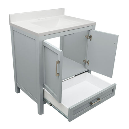 Ella’s Bubbles Nevado 31" Gray Bathroom Vanity With White Cultured Marble Top With White Backsplash and Sink