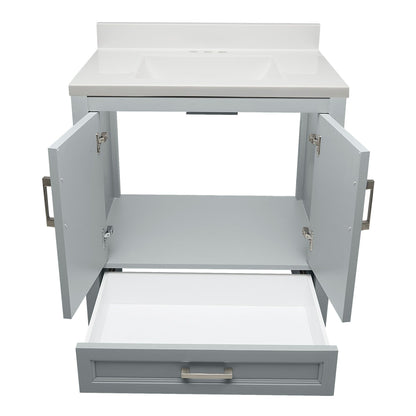 Ella’s Bubbles Nevado 31" Gray Bathroom Vanity With White Cultured Marble Top With White Backsplash and Sink