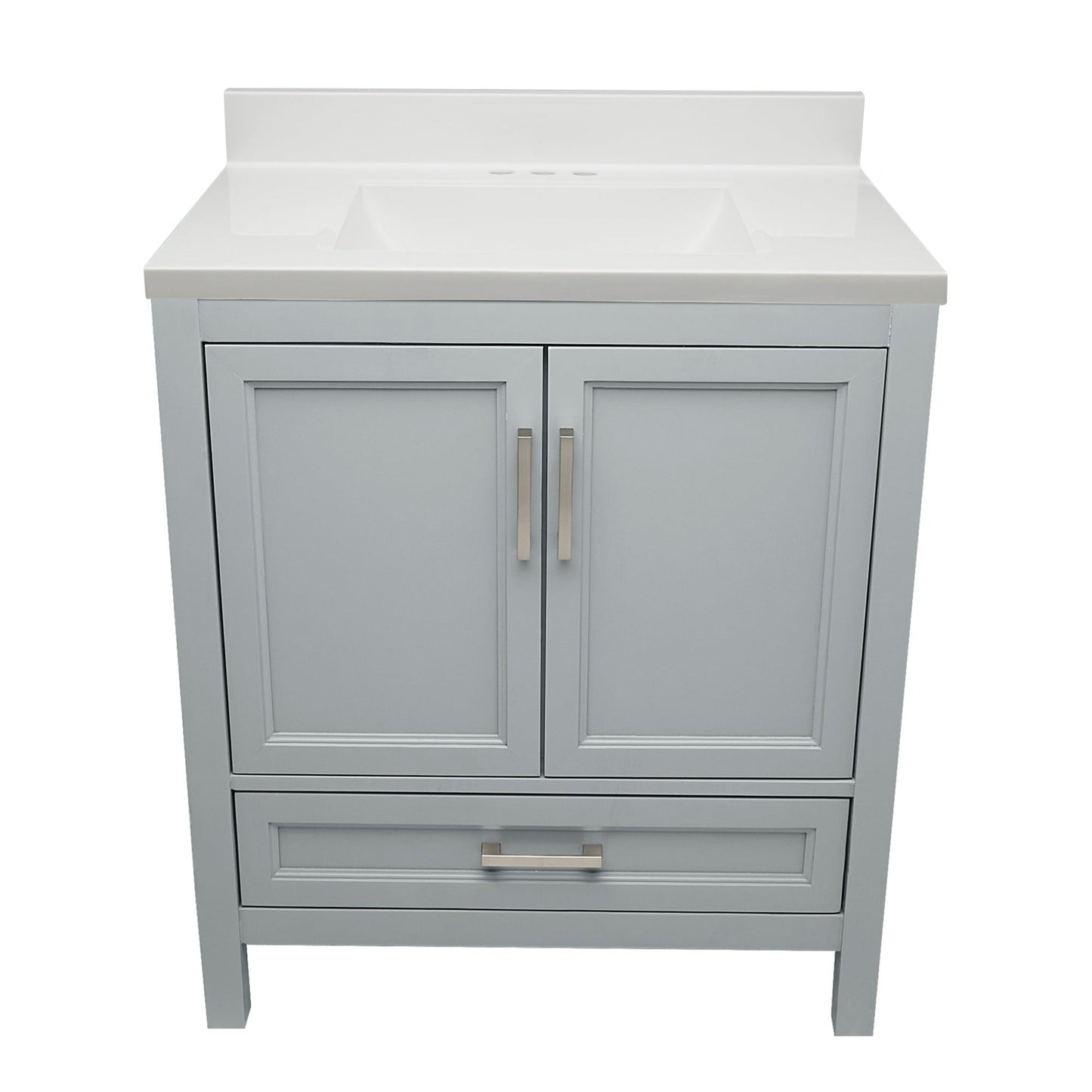 Ella’s Bubbles Nevado 31" Gray Bathroom Vanity With White Cultured Marble Top With White Backsplash and Sink