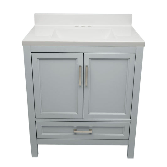 Ella’s Bubbles Nevado 31" Gray Bathroom Vanity With White Cultured Marble Top With White Backsplash and Sink