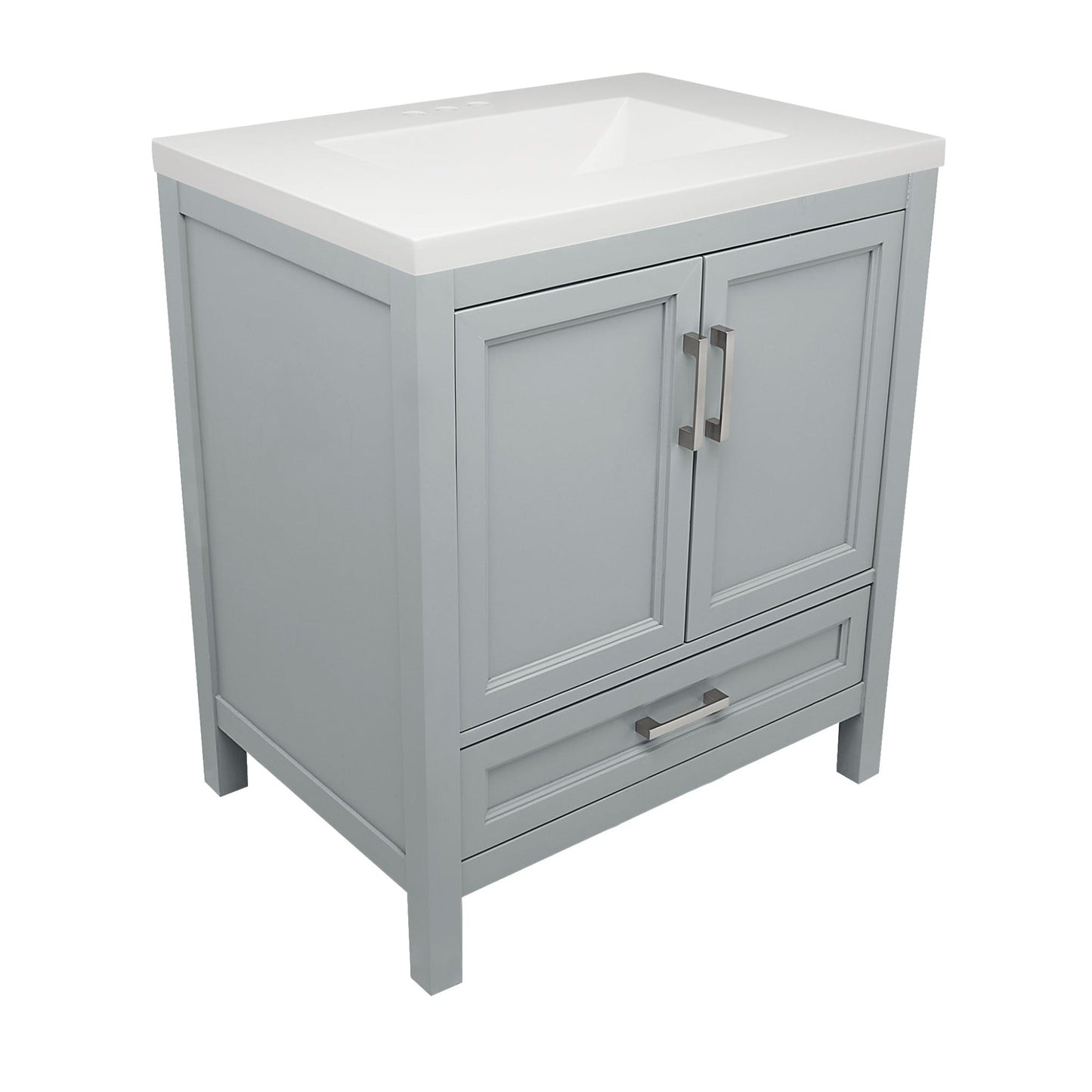 Ella’s Bubbles Nevado 31" Gray Bathroom Vanity With White Cultured Marble Top and Sink