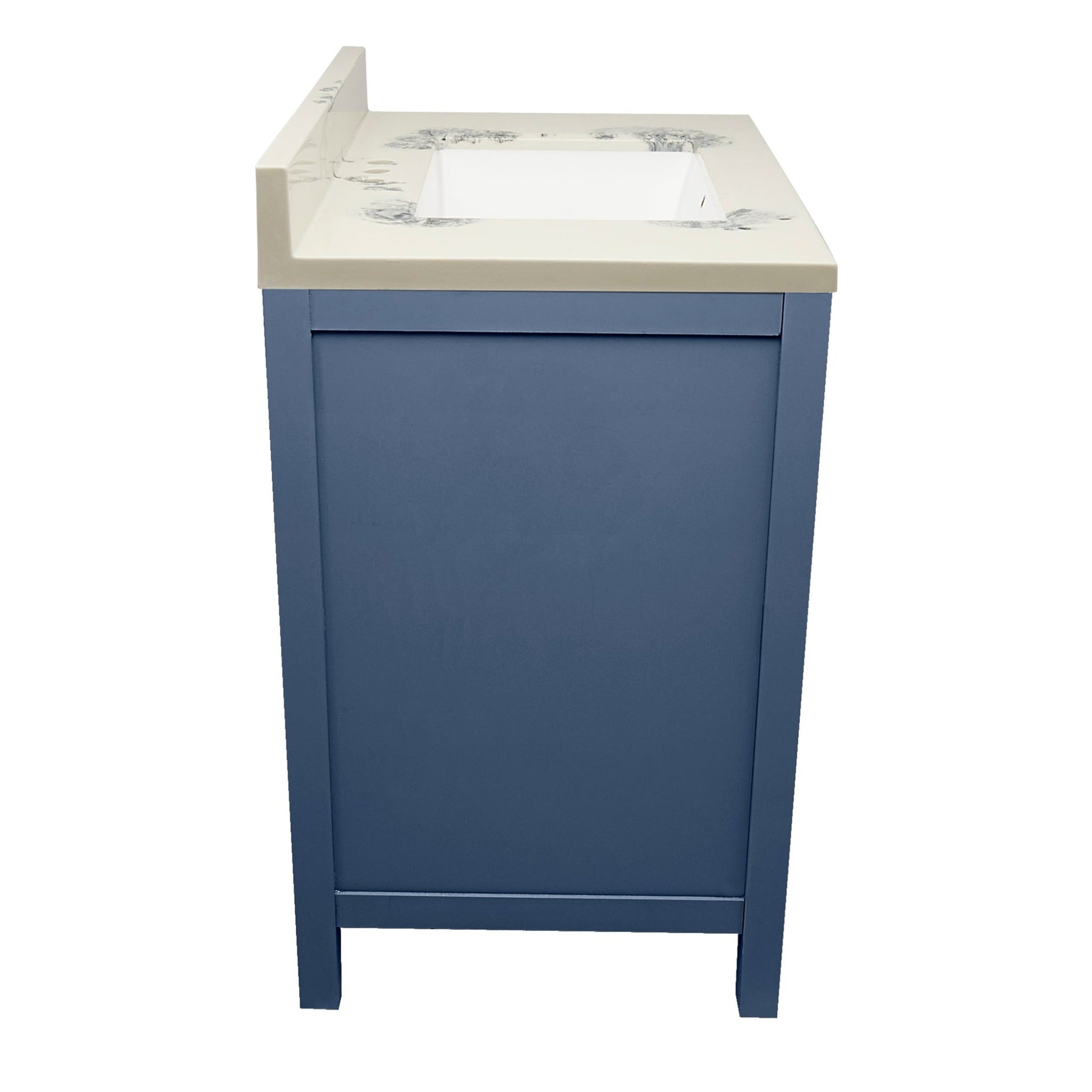 Ella’s Bubbles Nevado 31" Navy Blue Bathroom Vanity With Carrara White Cultured Marble Top With Backsplash and Sink