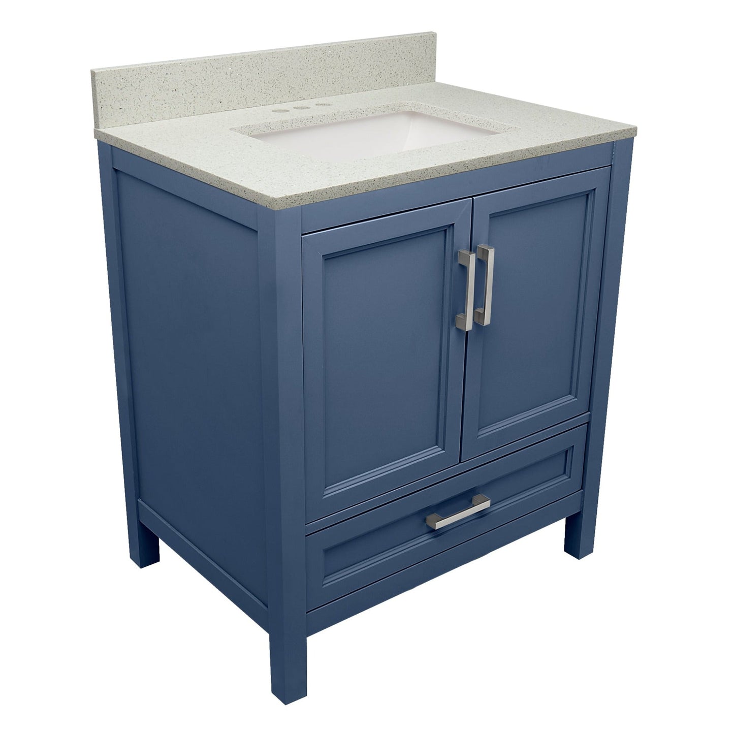 Ella’s Bubbles Nevado 31" Navy Blue Bathroom Vanity With Galaxy White Quartz Stone Top With Backsplash and Sink