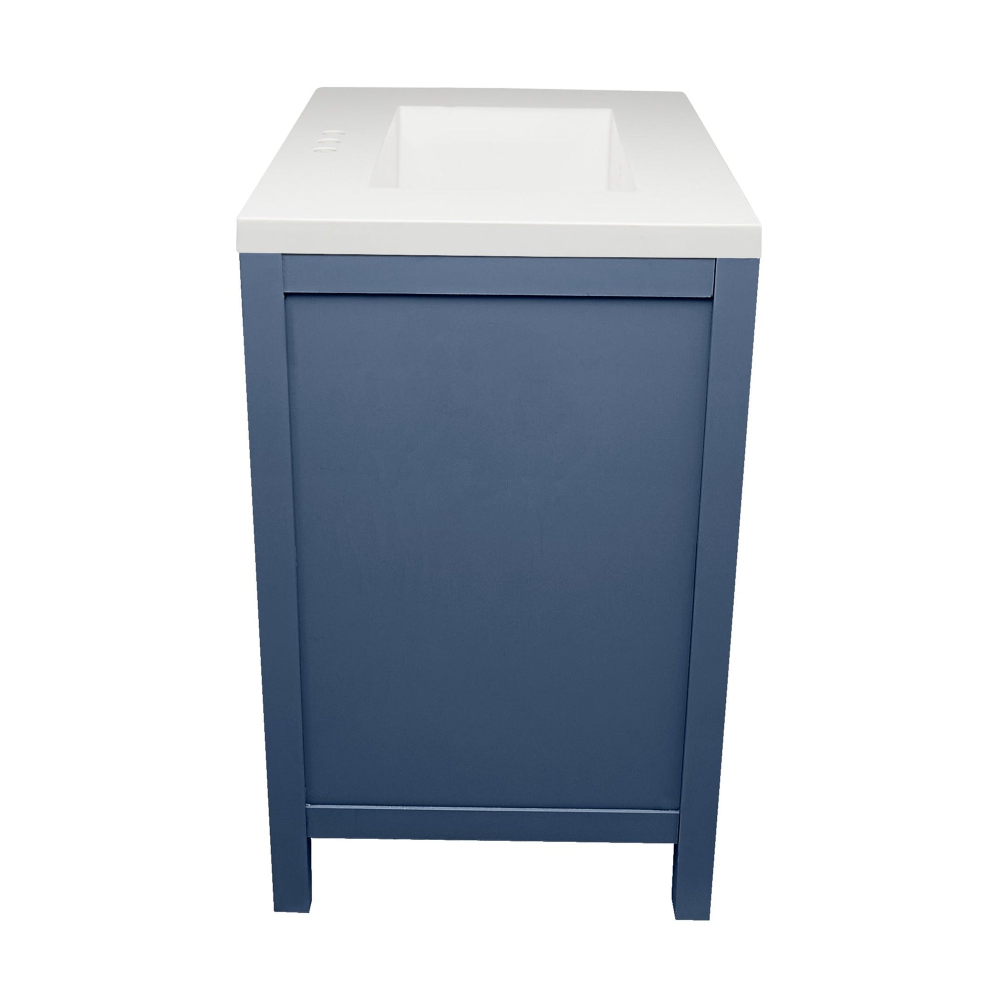 Ella’s Bubbles Nevado 31" Navy Blue Bathroom Vanity With White Cultured Marble Top and Sink