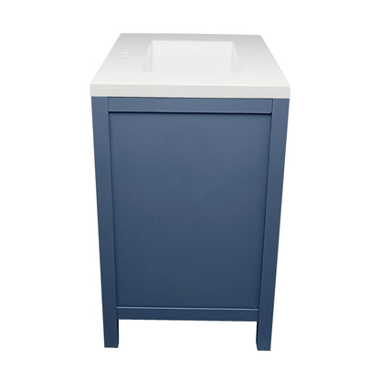 Ella’s Bubbles Nevado 31" Navy Blue Bathroom Vanity With White Cultured Marble Top and Sink