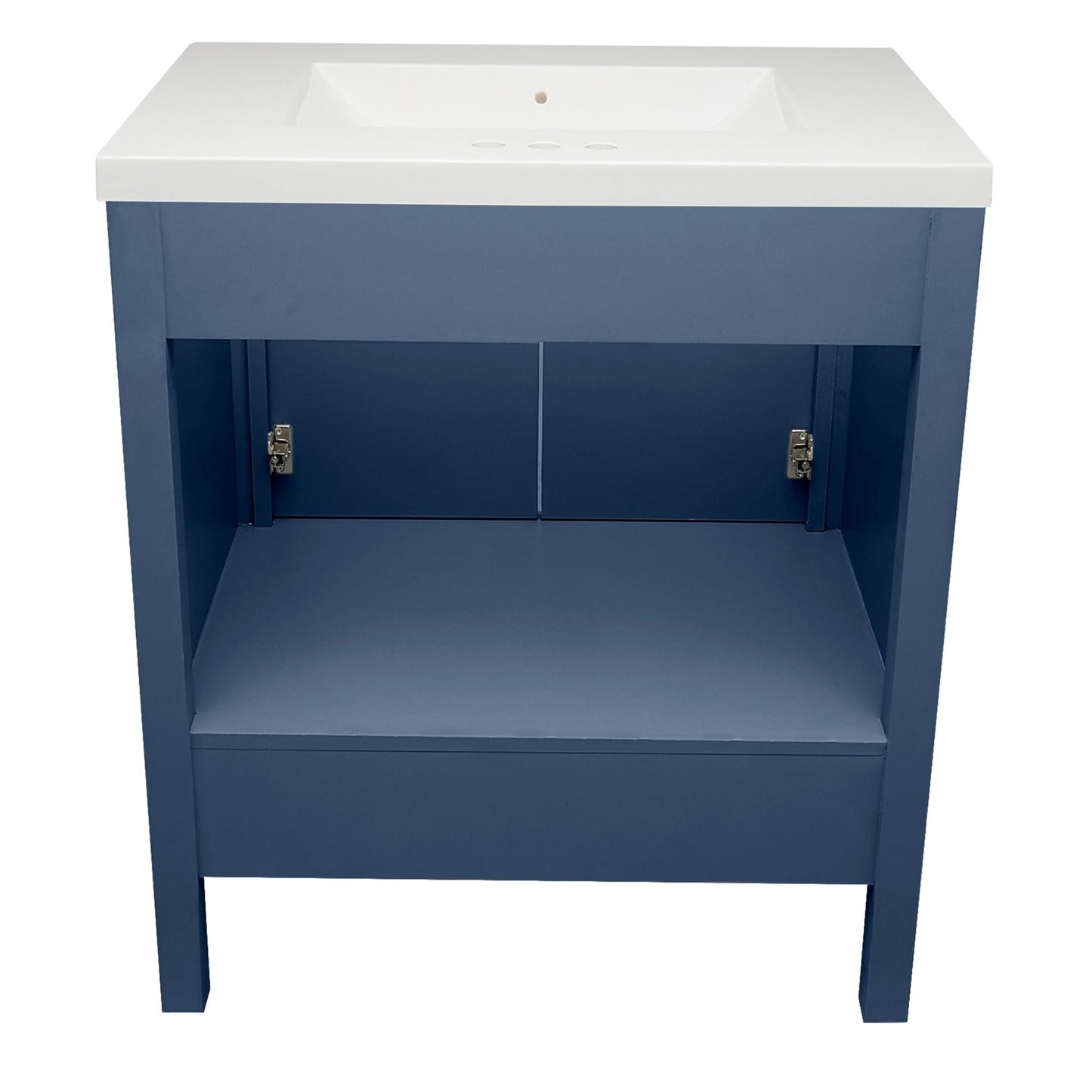 Ella’s Bubbles Nevado 31" Navy Blue Bathroom Vanity With White Cultured Marble Top and Sink