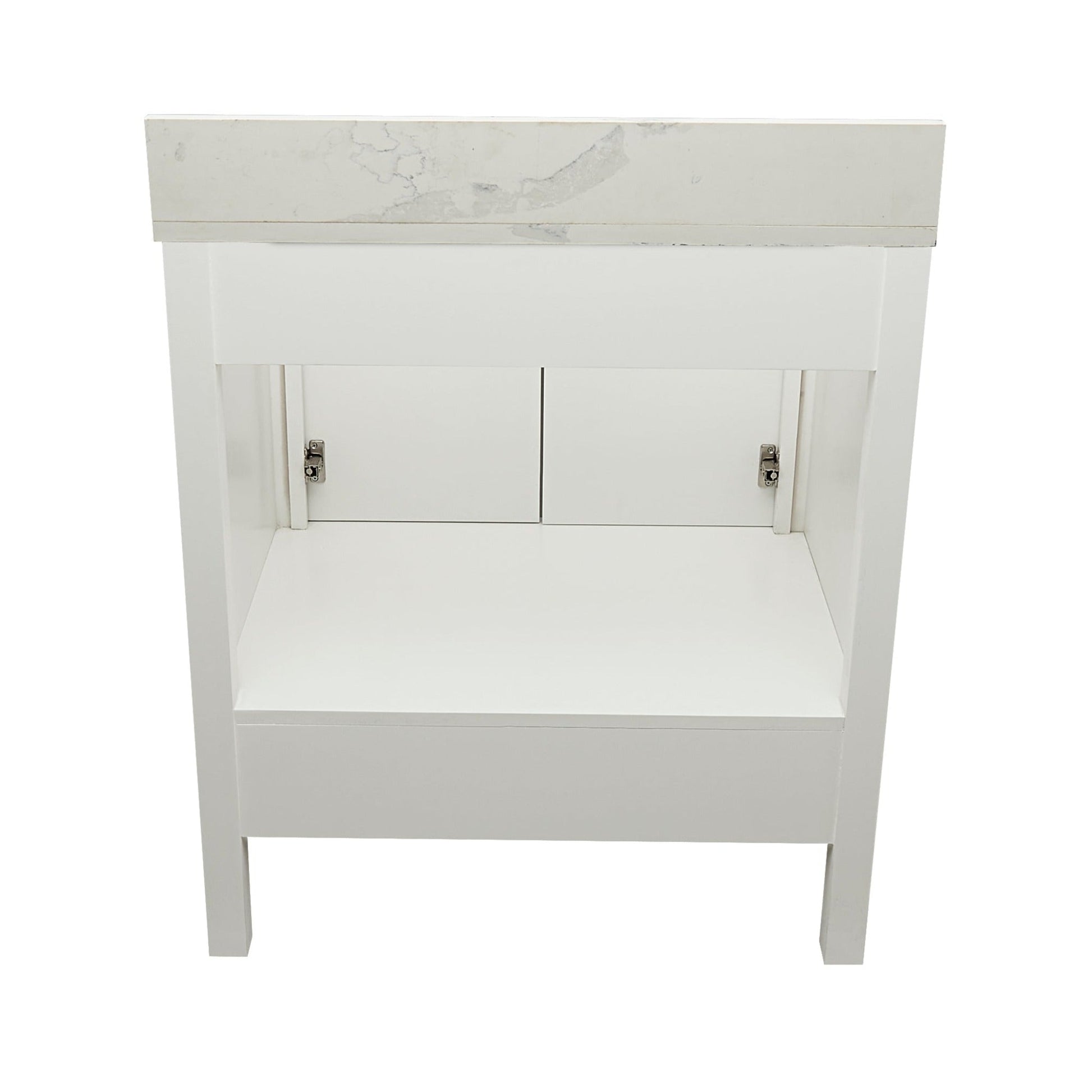 Ella’s Bubbles Nevado 31" White Bathroom Vanity With Calacatta White Quartz Stone Top With Backsplash and Sink