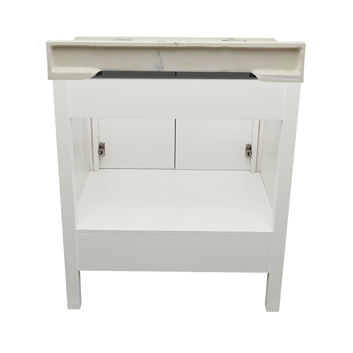 Ella’s Bubbles Nevado 31" White Bathroom Vanity With Carrara White Cultured Marble Top With Backsplash and Sink