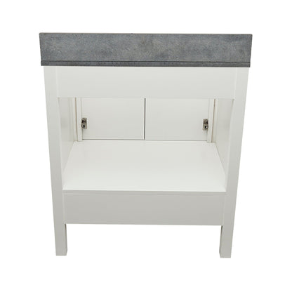 Ella’s Bubbles Nevado 31" White Bathroom Vanity With Galaxy Black Quartz Stone Top With Backsplash and Sink