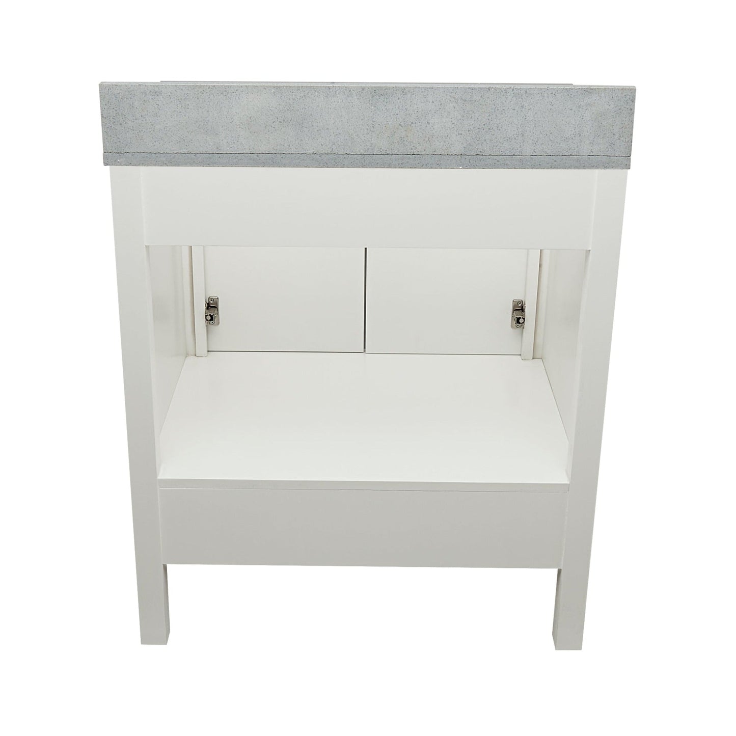 Ella’s Bubbles Nevado 31" White Bathroom Vanity With Galaxy Gray Quartz Stone Top With Backsplash and Sink