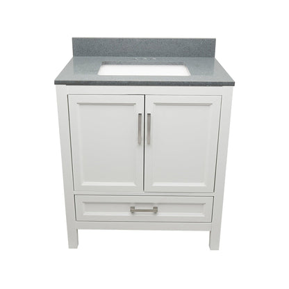 Ella’s Bubbles Nevado 31" White Bathroom Vanity With Galaxy Gray Quartz Stone Top With Backsplash and Sink