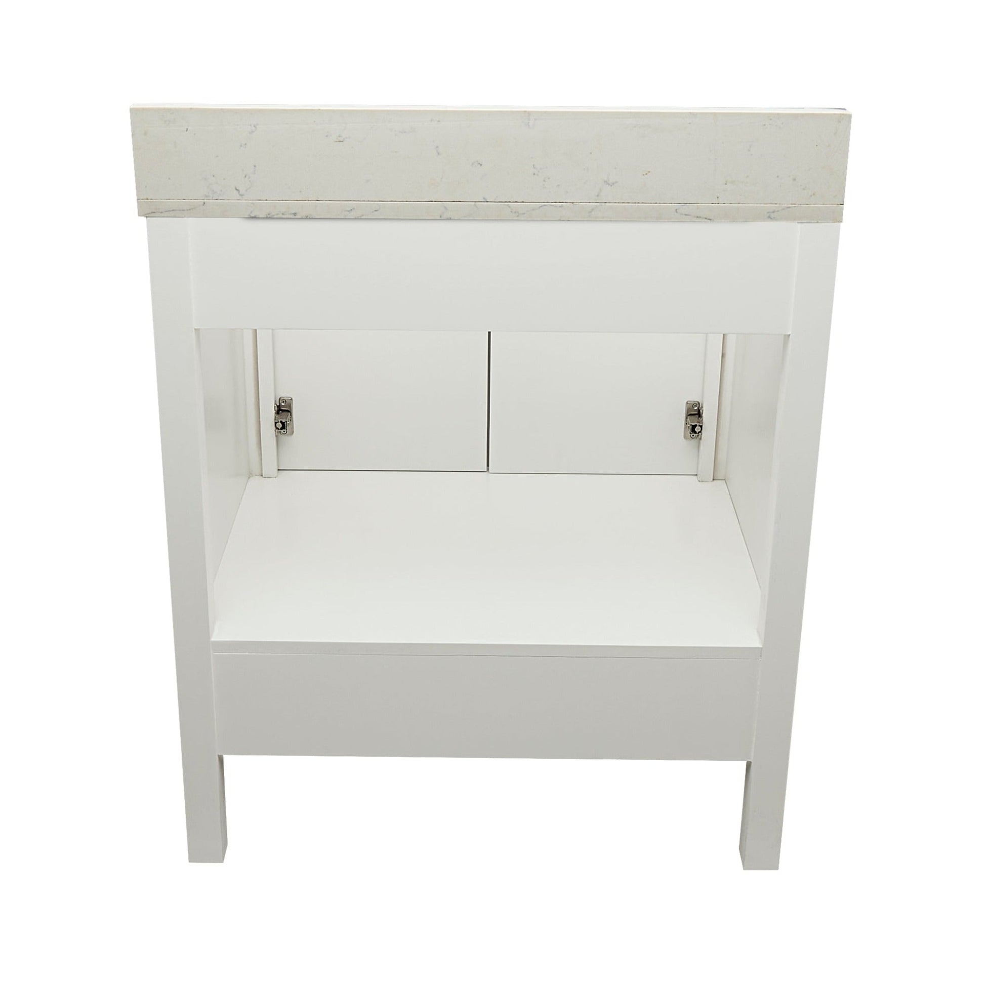 Ella’s Bubbles Nevado 31" White Bathroom Vanity With Lyra White Quartz Stone Top With Backsplash and Sink