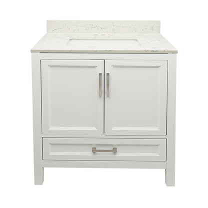 Ella’s Bubbles Nevado 31" White Bathroom Vanity With Lyra White Quartz Stone Top With Backsplash and Sink