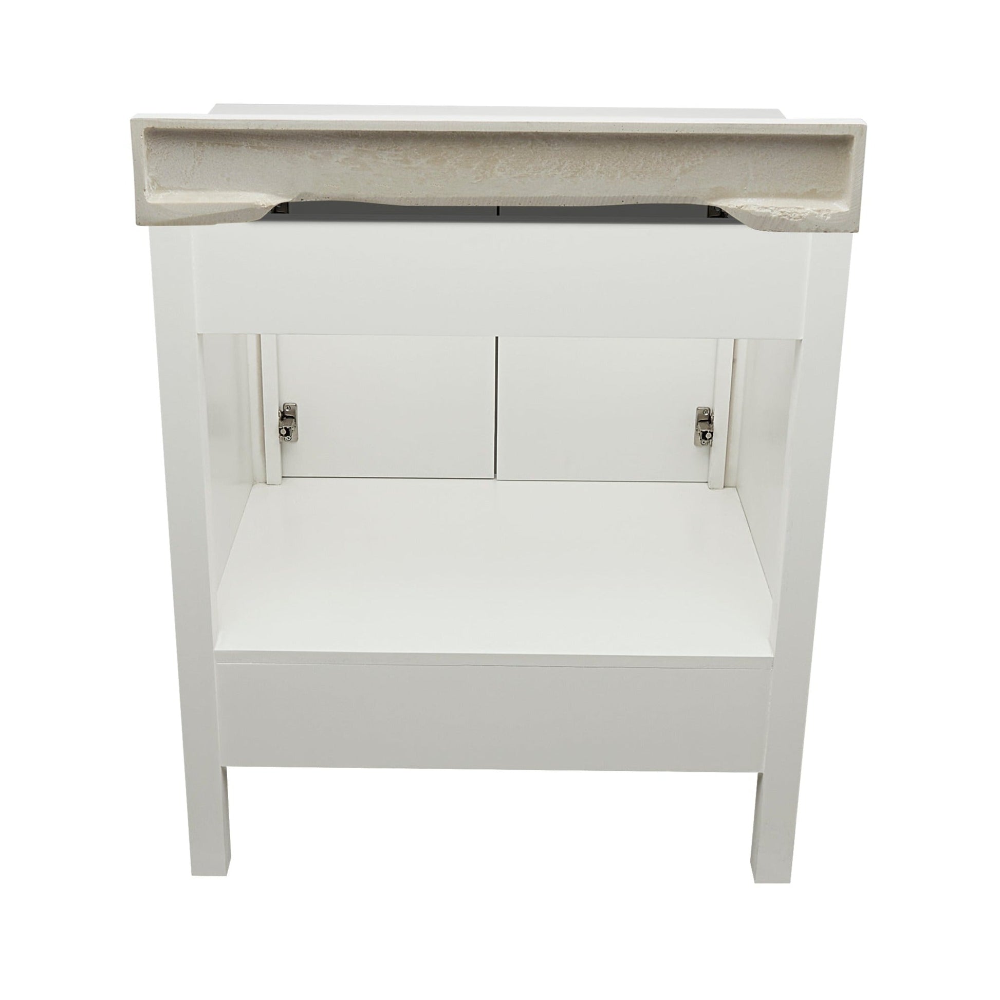 Ella’s Bubbles Nevado 31" White Bathroom Vanity With White Cultured Marble Top With White Backsplash and Sink
