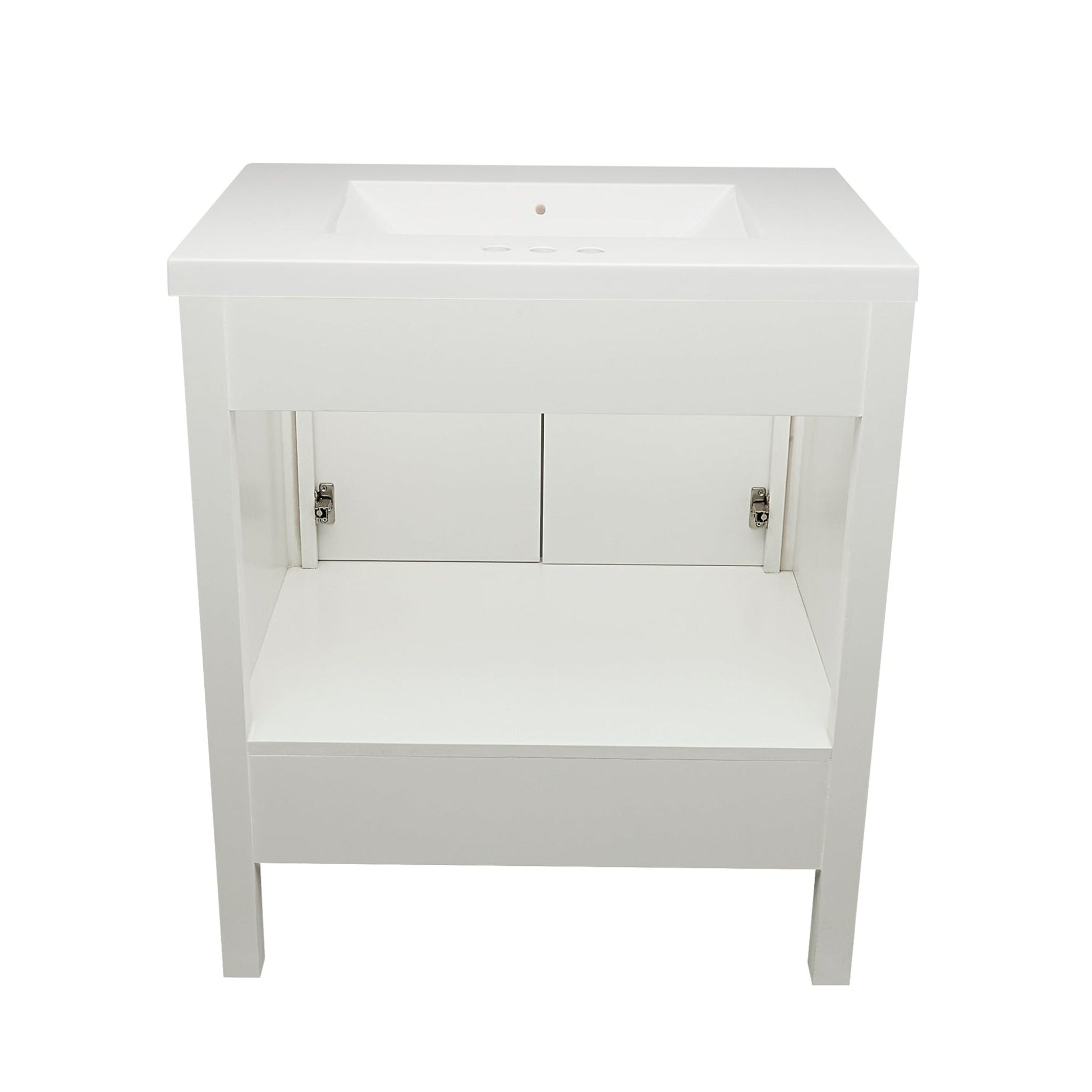 Ella’s Bubbles Nevado 31" White Bathroom Vanity With White Cultured Marble Top and Sink
