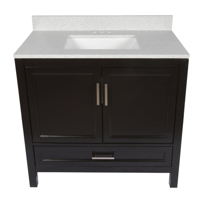 Ella’s Bubbles Nevado 37" Espresso Bathroom Vanity With Galaxy White Quartz Stone Top With Backsplash and Sink