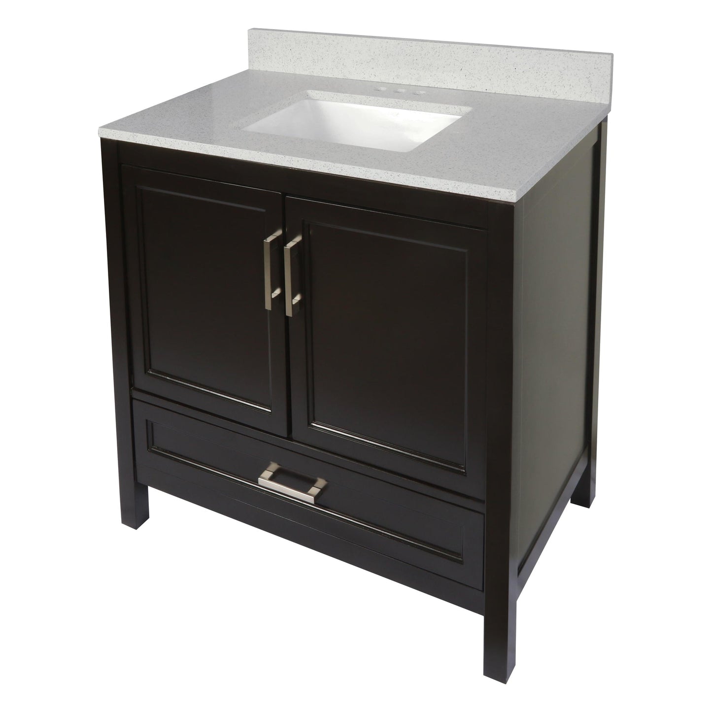 Ella’s Bubbles Nevado 37" Espresso Bathroom Vanity With Galaxy White Quartz Stone Top With Backsplash and Sink