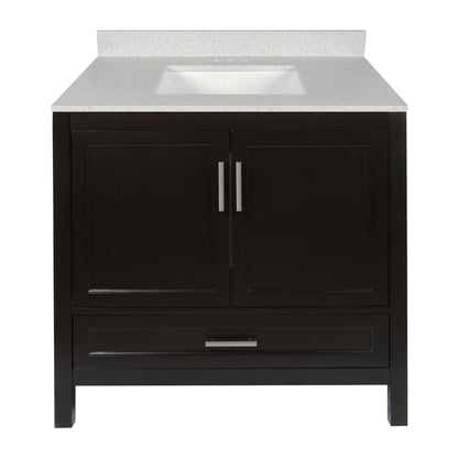 Ella’s Bubbles Nevado 37" Espresso Bathroom Vanity With Galaxy White Quartz Stone Top With Backsplash and Sink