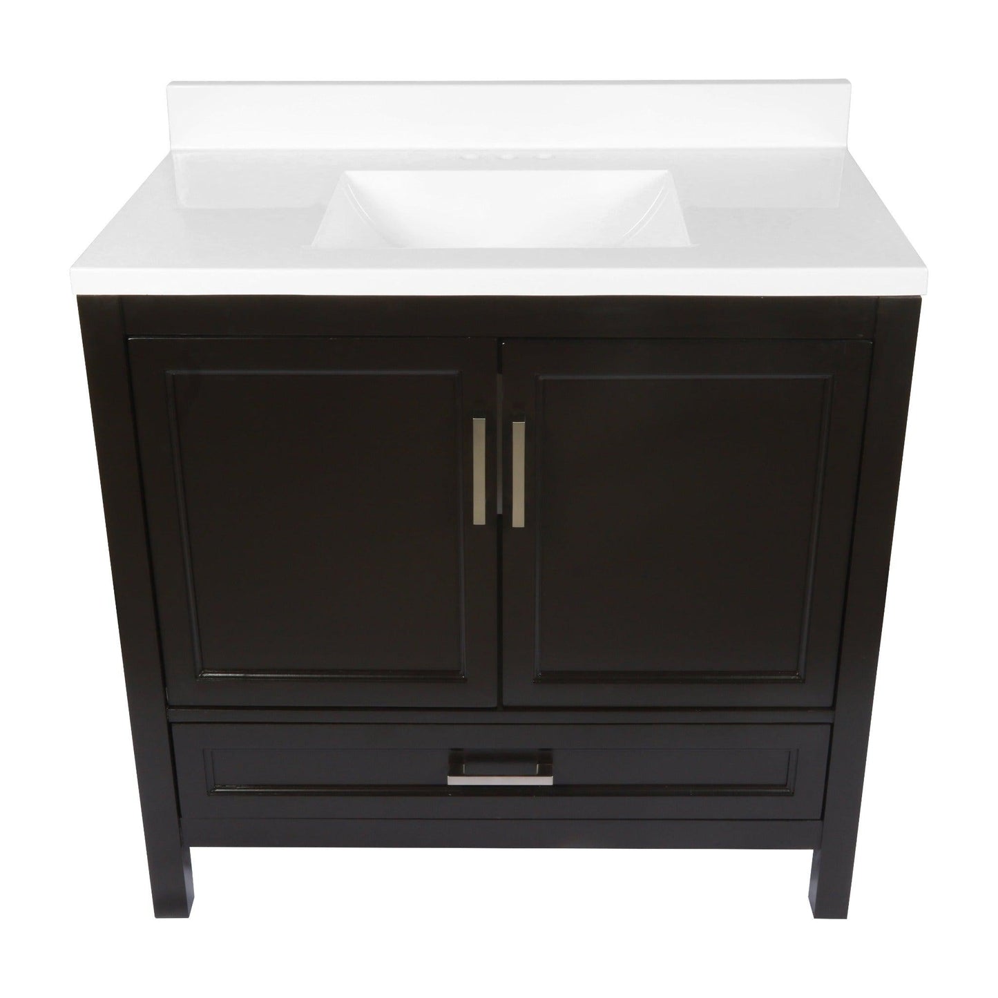 Ella’s Bubbles Nevado 37" Espresso Bathroom Vanity With White Cultured Marble Top With White Backsplash and Sink