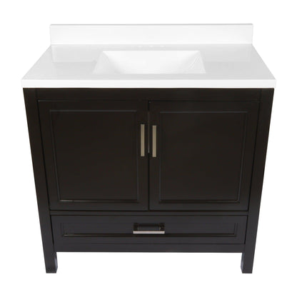 Ella’s Bubbles Nevado 37" Espresso Bathroom Vanity With White Cultured Marble Top With White Backsplash and Sink