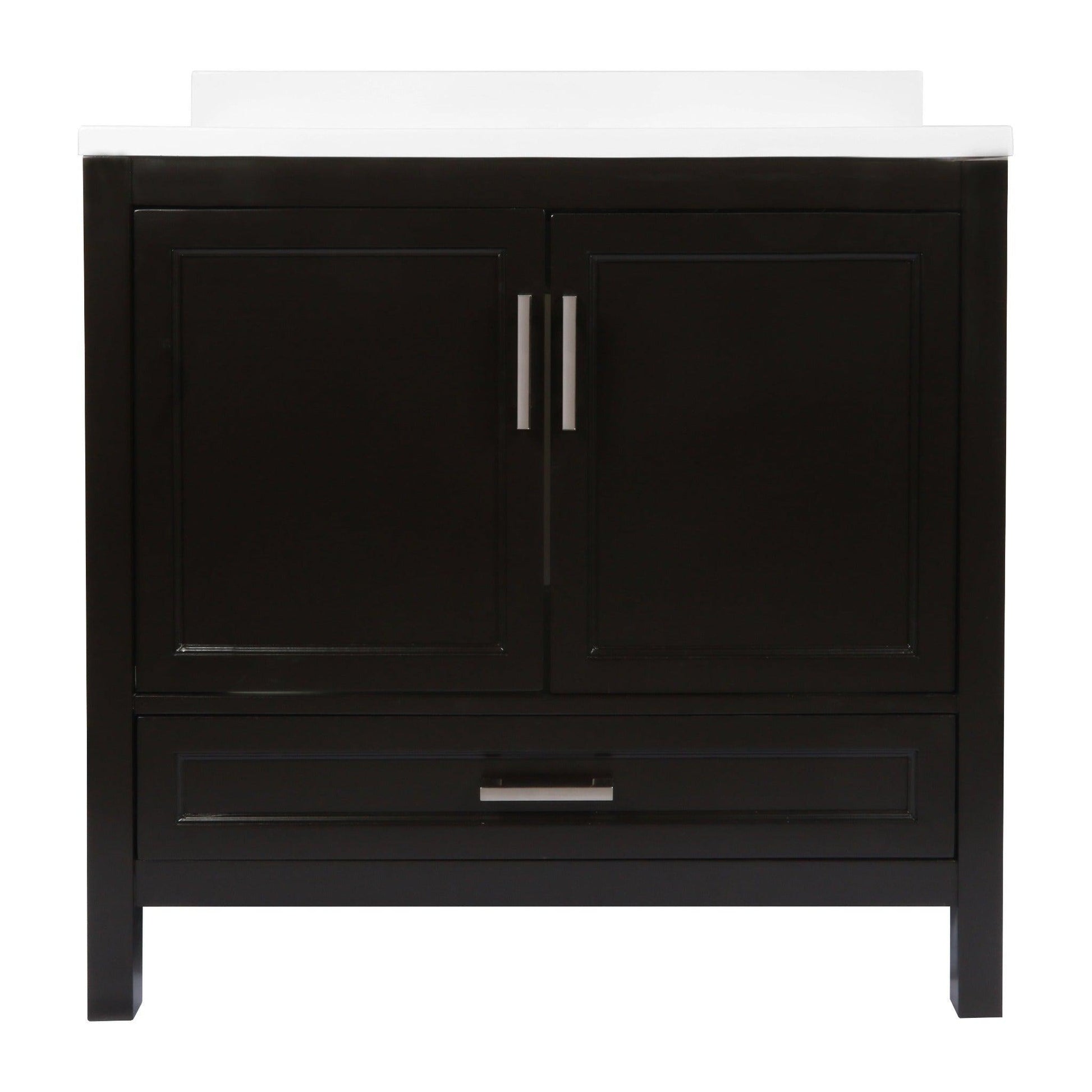 Ella’s Bubbles Nevado 37" Espresso Bathroom Vanity With White Cultured Marble Top With White Backsplash and Sink