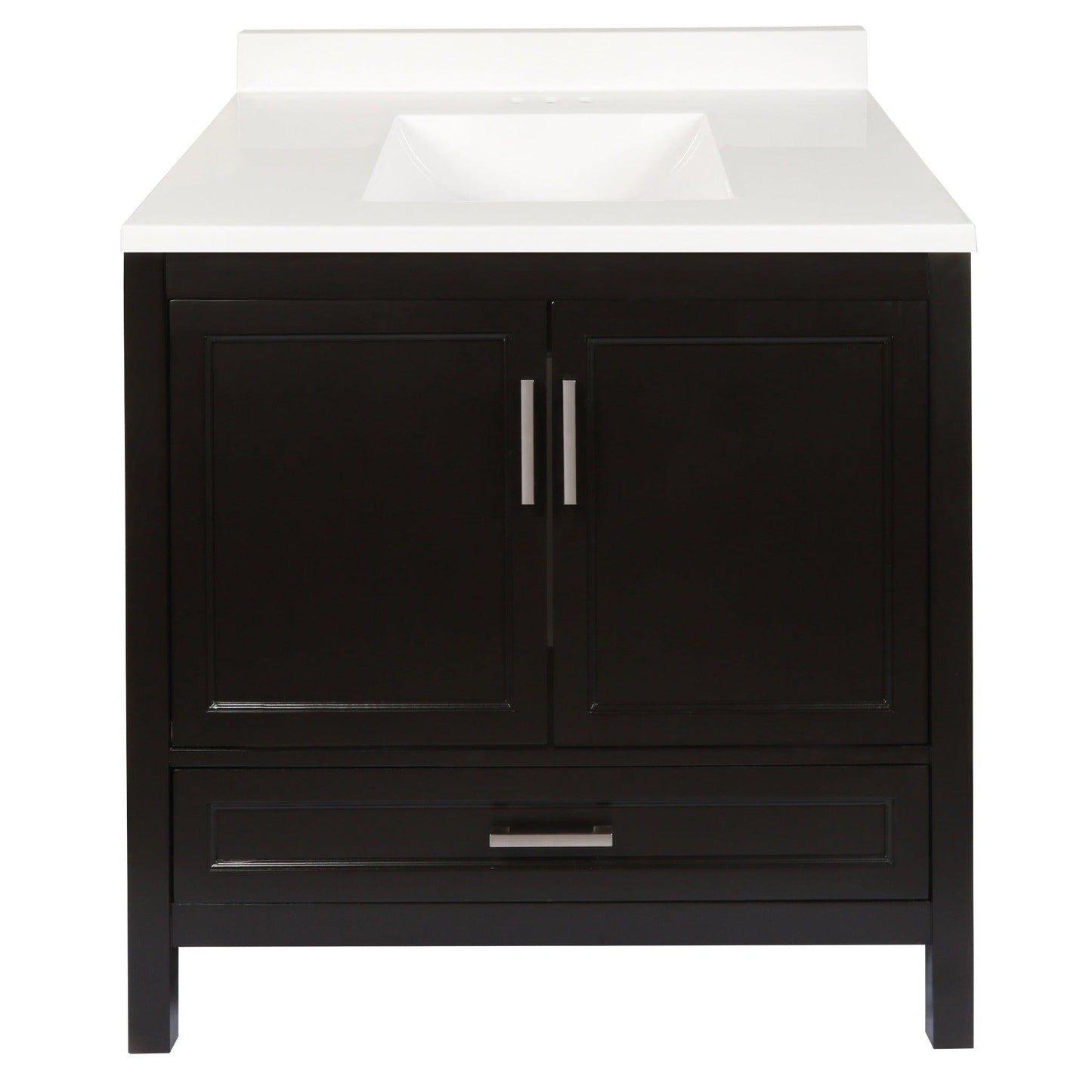 Ella’s Bubbles Nevado 37" Espresso Bathroom Vanity With White Cultured Marble Top With White Backsplash and Sink