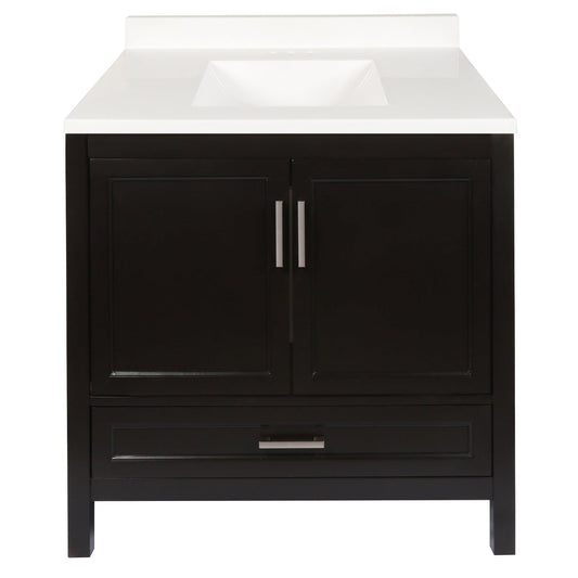 Ella’s Bubbles Nevado 37" Espresso Bathroom Vanity With White Cultured Marble Top With White Backsplash and Sink