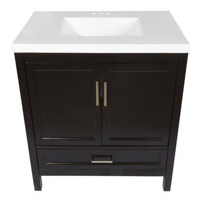 Ella’s Bubbles Nevado 37" Espresso Bathroom Vanity With White Cultured Marble Top and Sink