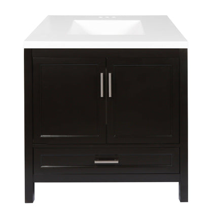 Ella’s Bubbles Nevado 37" Espresso Bathroom Vanity With White Cultured Marble Top and Sink