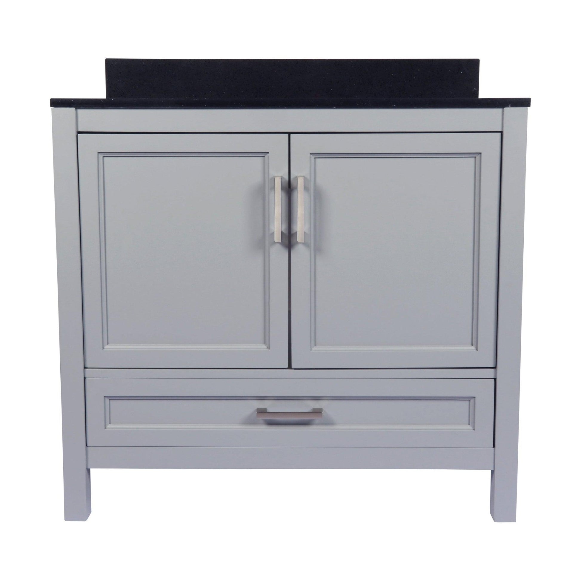 Ella’s Bubbles Nevado 37" Gray Bathroom Vanity With Galaxy Black Quartz Stone Top With Backsplash and Sink