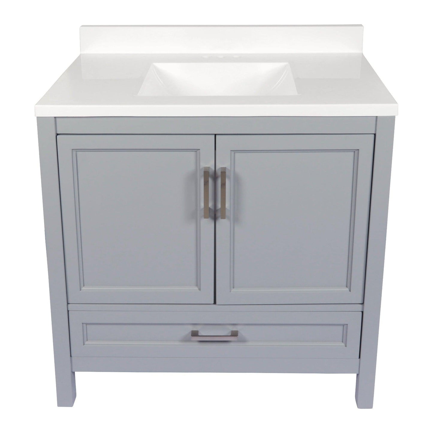 Ella’s Bubbles Nevado 37" Gray Bathroom Vanity With White Cultured Marble Top With White Backsplash and Sink