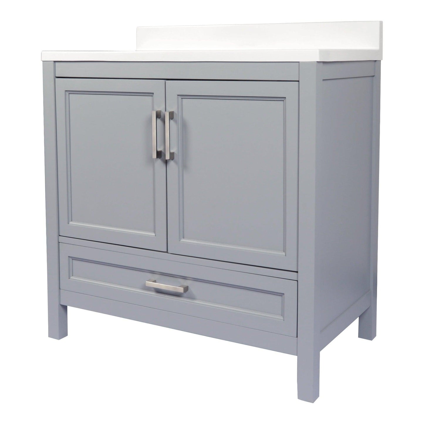Ella’s Bubbles Nevado 37" Gray Bathroom Vanity With White Cultured Marble Top With White Backsplash and Sink